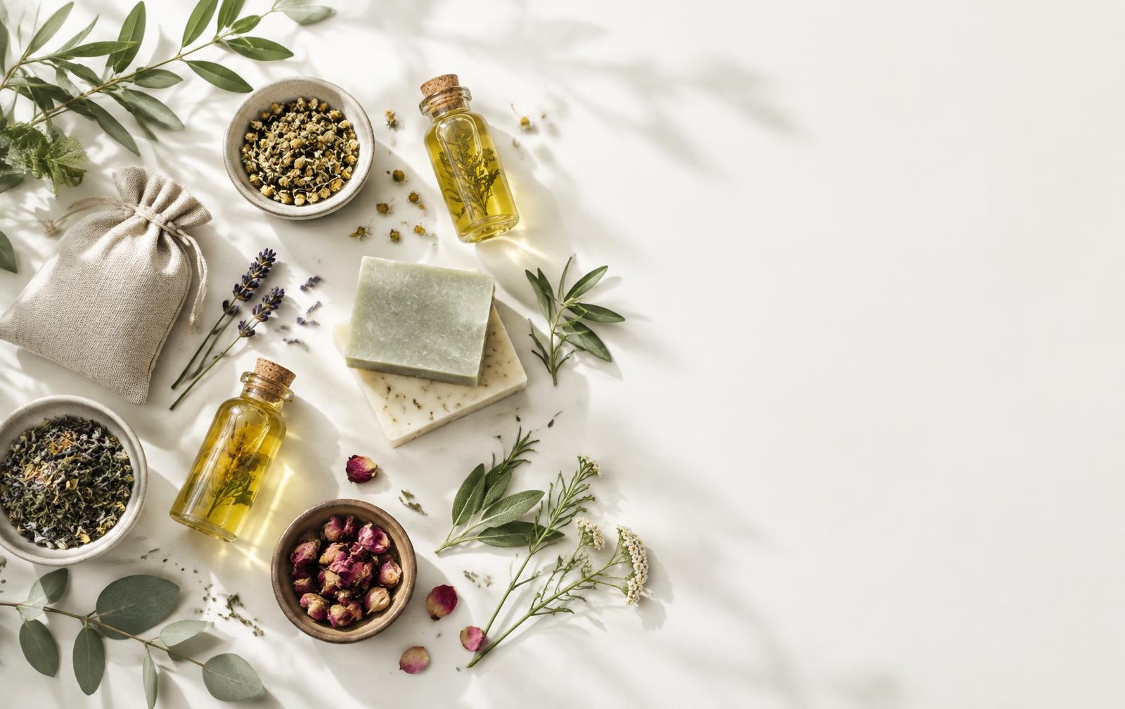 Productos naturales de Reset Market sobre una superficie clara